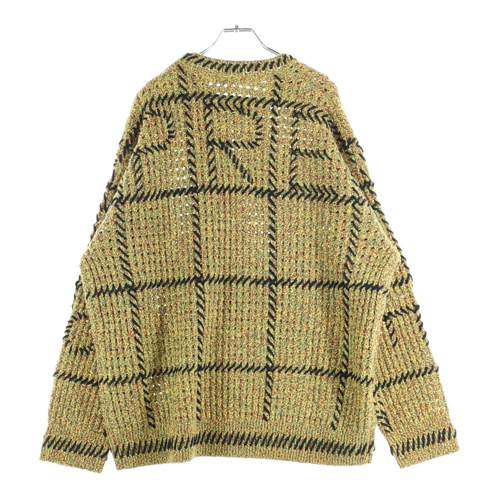 SUPREME(シュプリーム) 23SS Quilt Stitch Sweater キルトステッチデザイン ウール混 長袖クルーネックセーター イエロー