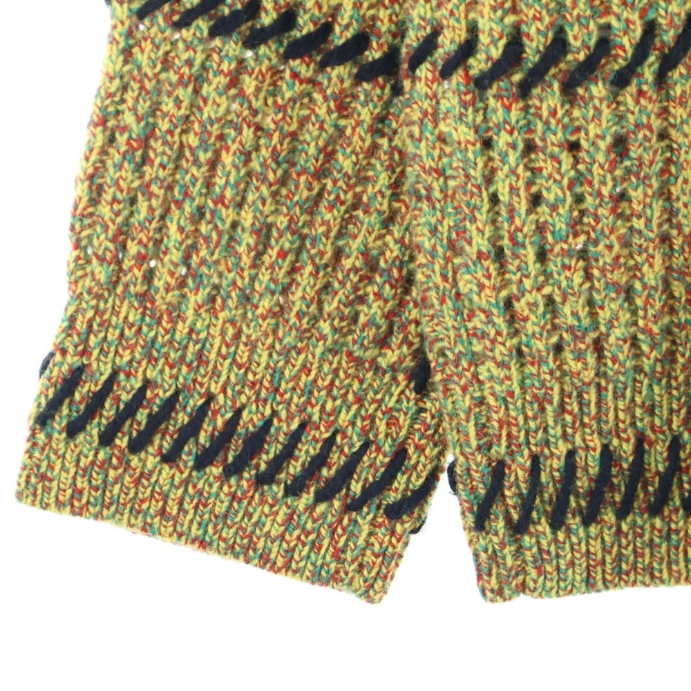 SUPREME(シュプリーム) 23SS Quilt Stitch Sweater キルトステッチデザイン ウール混 長袖クルーネックセーター イエロー