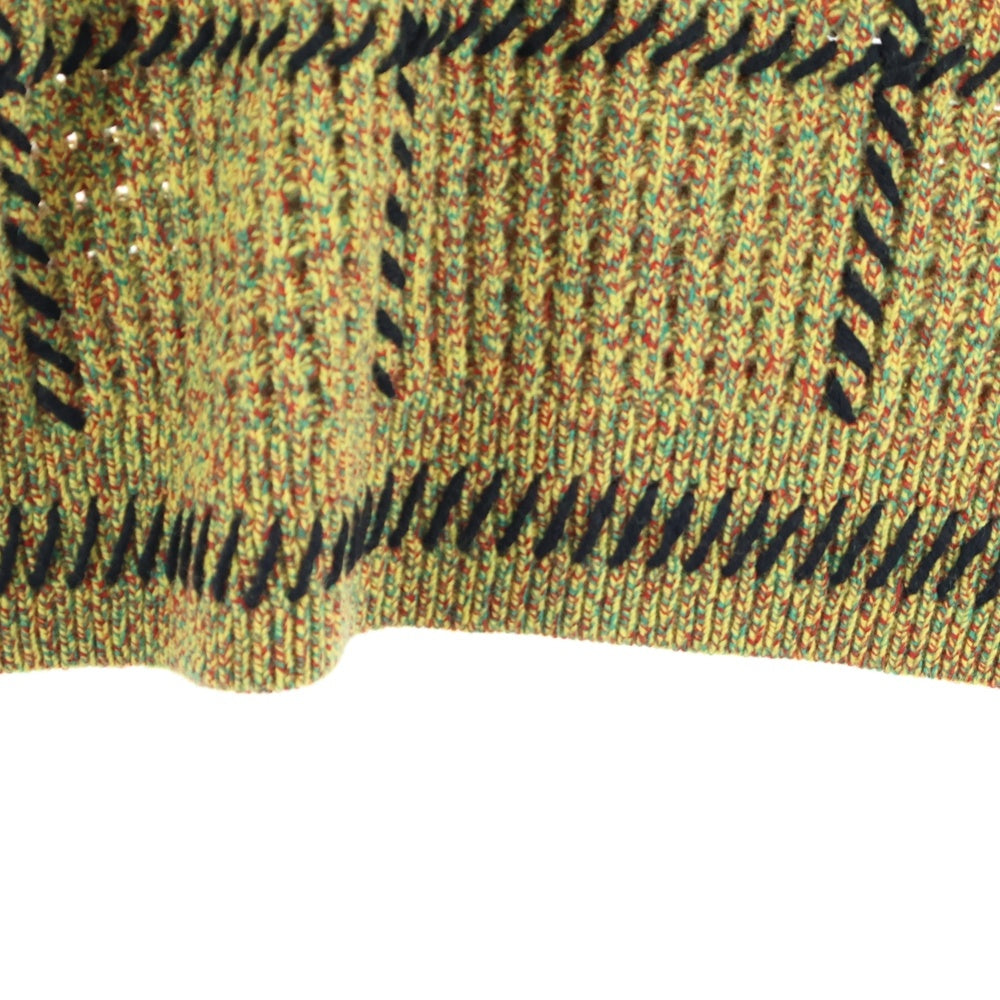 SUPREME(シュプリーム) 23SS Quilt Stitch Sweater キルトステッチデザイン ウール混 長袖クルーネックセーター イエロー