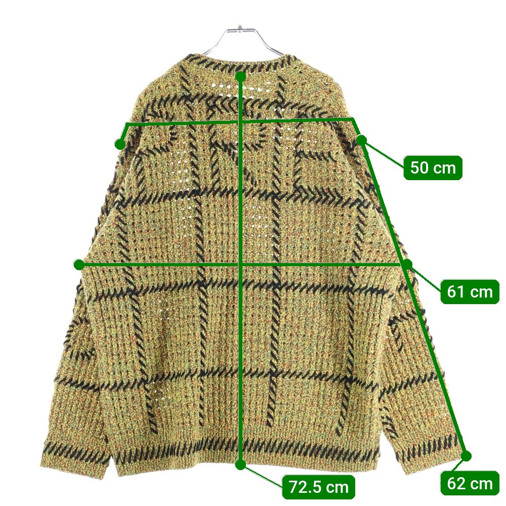 SUPREME(シュプリーム) 23SS Quilt Stitch Sweater キルトステッチデザイン ウール混 長袖クルーネックセーター イエロー