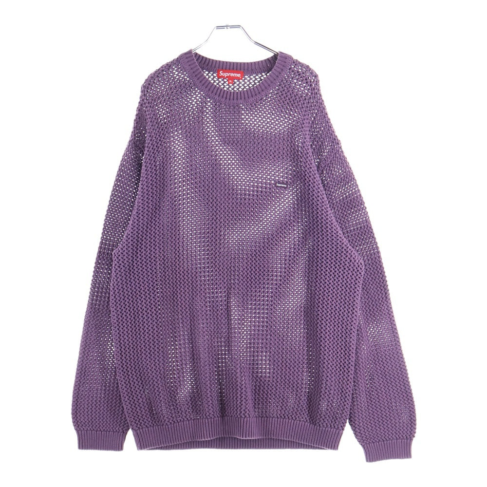 SUPREME(シュプリーム) 22SS Open Knit Small Box Sweater スモールボックスロゴ オープンニット 長袖クルーネックセーター パープル