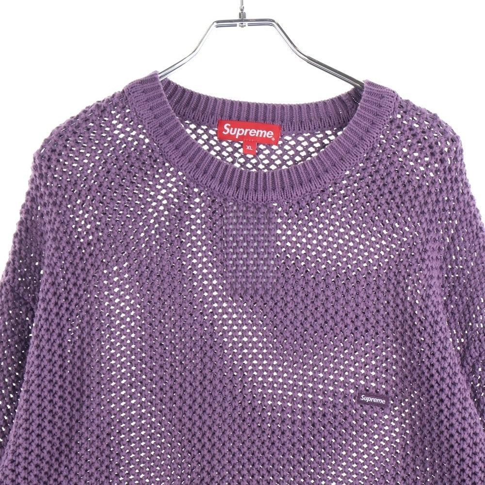 SUPREME(シュプリーム) 22SS Open Knit Small Box Sweater スモールボックスロゴ オープンニット 長袖クルーネックセーター パープル