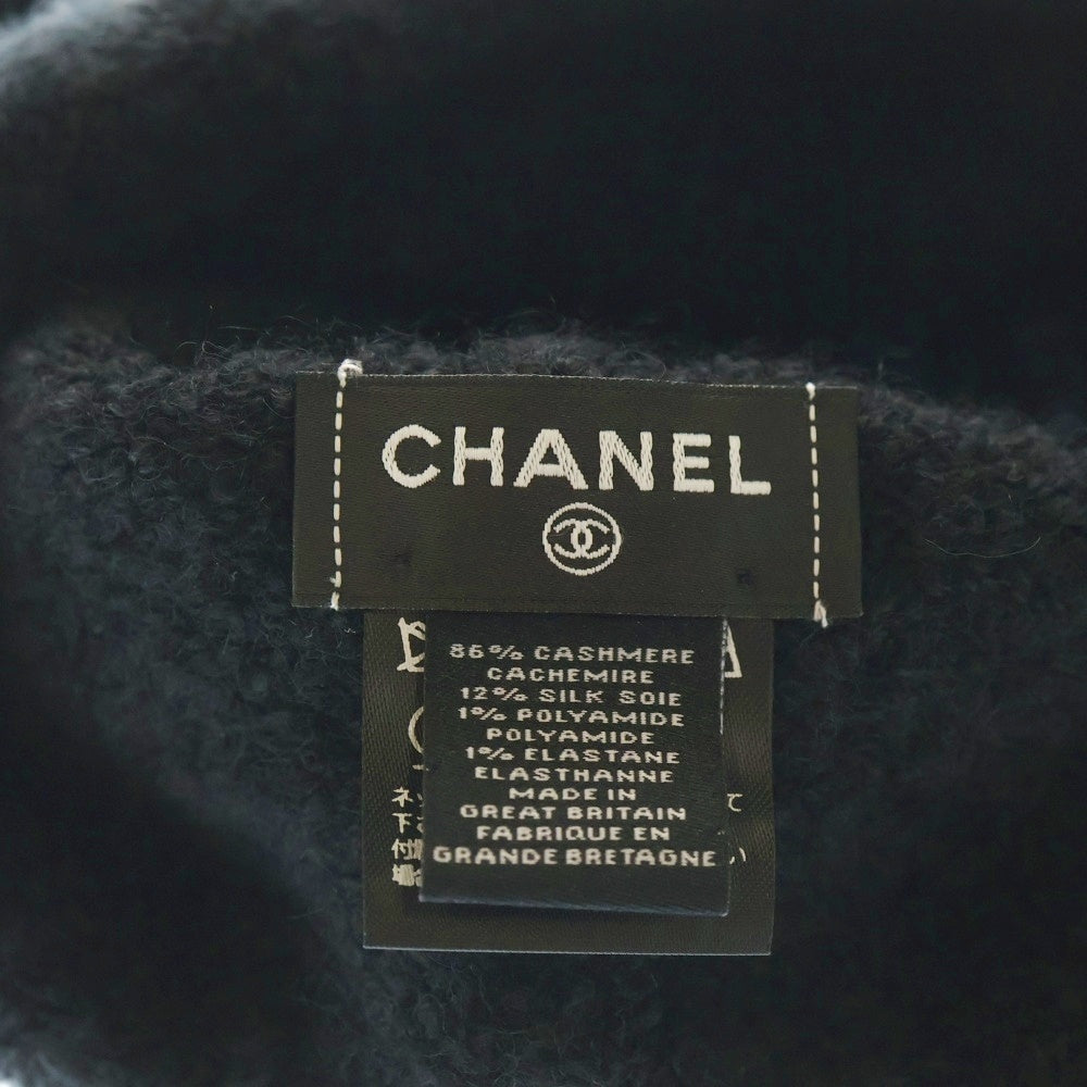 CHANEL(シャネル) 編込みライン ココマーク カシミア ニットキャップ 帽子 ブラック/レッド レディース