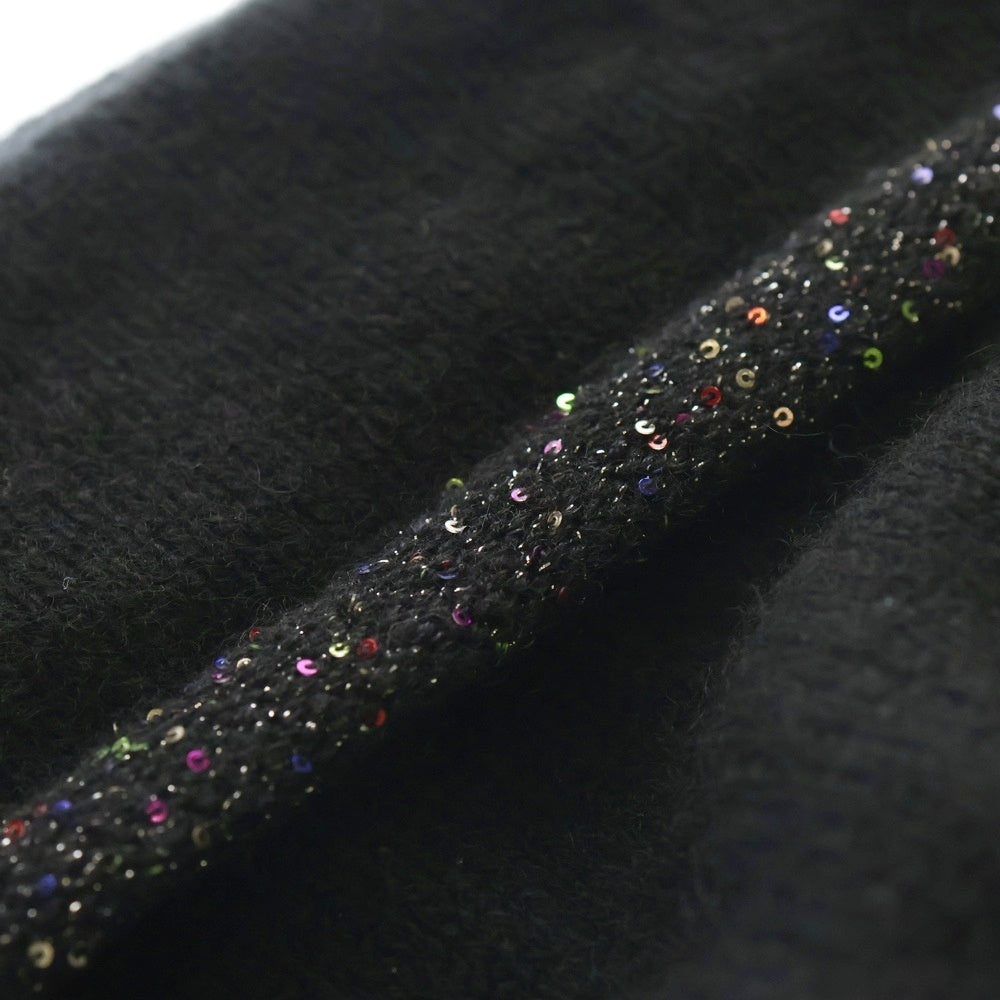 CHANEL(シャネル) スパンコールデザイン ココマーク カシミア ニットキャップ 帽子 ブラック レディース