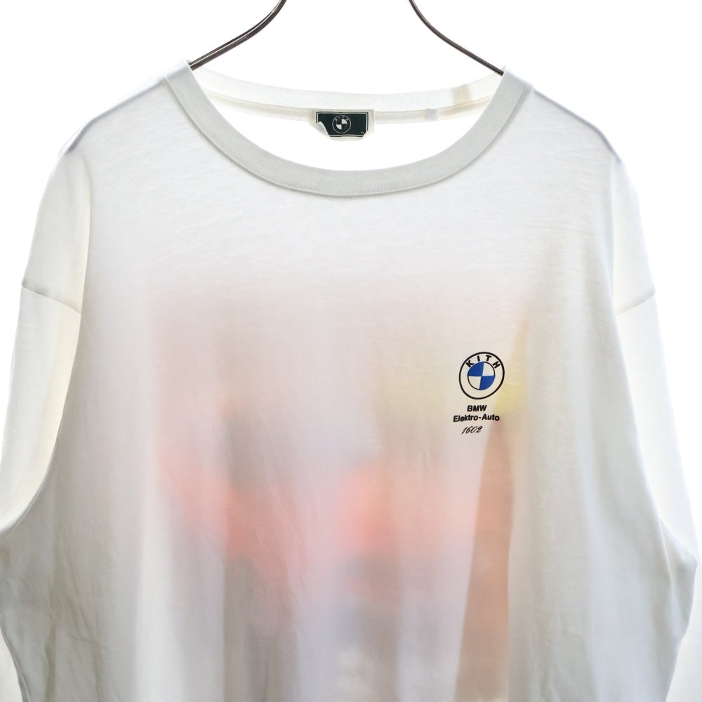 KITH(キス) ×BMW Crowd Favorite Long Sleeve Vintage Tee ビーエムダブリュー クラウド フェイバリット 両面プリント ヴィンテージ 長袖Tシャツ ホワイト KHM030778