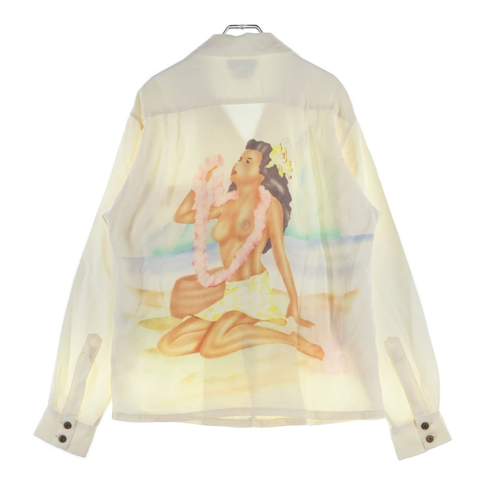 SUN SURF(サンサーフ) 09SS Special Edition PIN UP QUEEN LONG SLEEVE スペシャルエディション ピンアップ クイーン 長袖ハワイアンシャツ アロハシャツ アイボリー SS24657