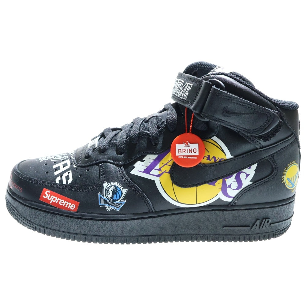 NIKE(ナイキ) ×SUPREME ×NBA AIR FORCE 1 MID TEAM ナイキ エアフォース1 チーム ミッドカットスニーカー ブラック U9.5/27.5cm AQ8017-001