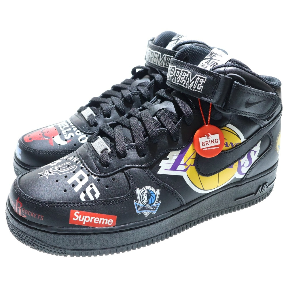 NIKE(ナイキ) ×SUPREME ×NBA AIR FORCE 1 MID TEAM ナイキ エアフォース1 チーム ミッドカットスニーカー ブラック U9.5/27.5cm AQ8017-001