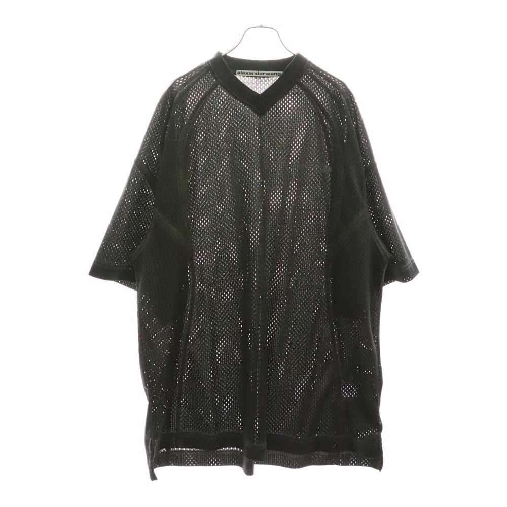 ALEXANDER WANG(アレキサンダーワン) MESH SHORT SLEEVE T-SHIRT ショートスリーブ Vネック メッシュ ユニフォーム 半袖Tシャツ カットソー グレー UCC1251733