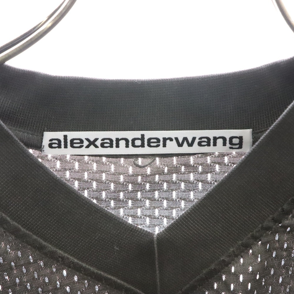 ALEXANDER WANG(アレキサンダーワン) MESH SHORT SLEEVE T-SHIRT ショートスリーブ Vネック メッシュ ユニフォーム 半袖Tシャツ カットソー グレー UCC1251733