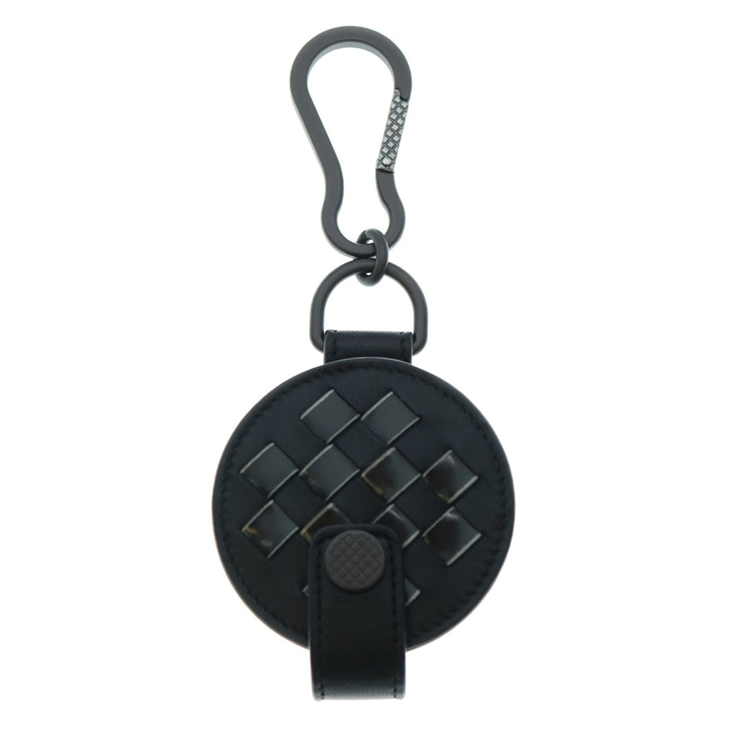BOTTEGA VENETA(ボッテガヴェネタ) イントレチャート レザークラフト 巻き付け イヤホンケース キーホルダー ブラック