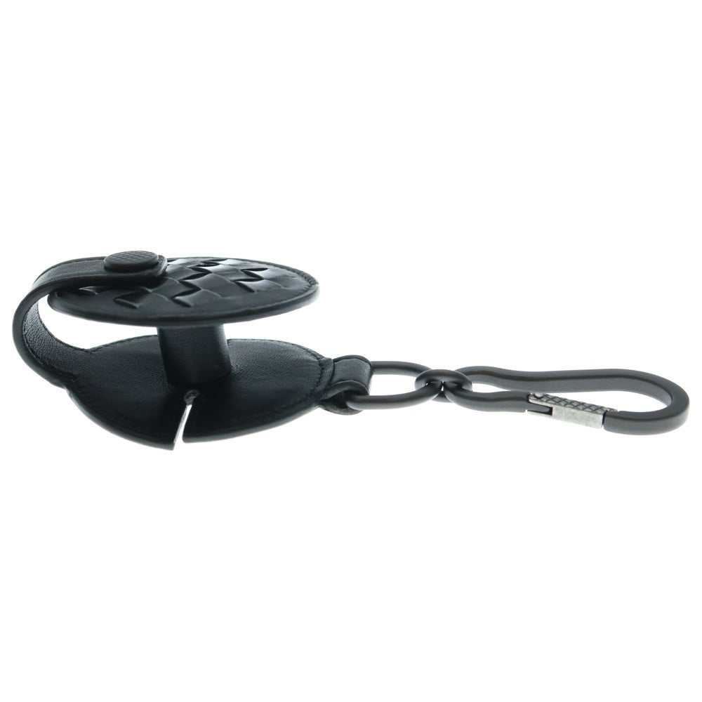 BOTTEGA VENETA(ボッテガヴェネタ) イントレチャート レザークラフト 巻き付け イヤホンケース キーホルダー ブラック