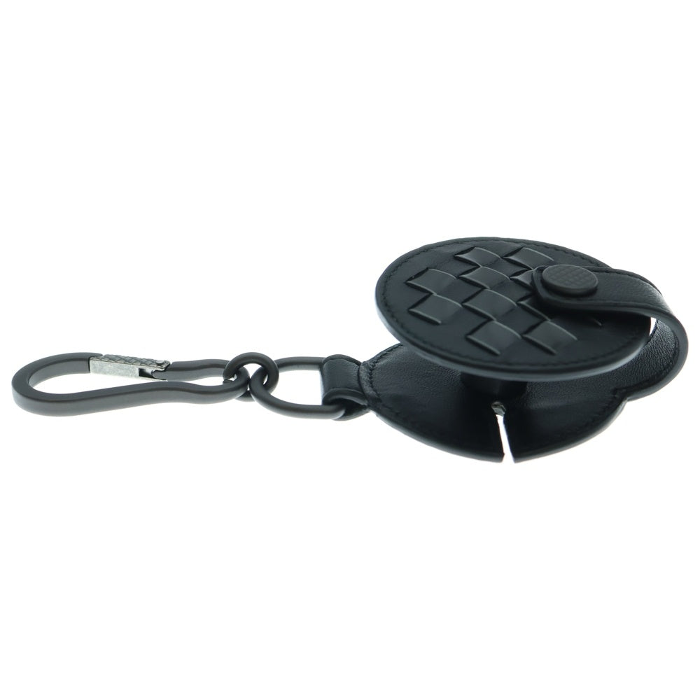 BOTTEGA VENETA(ボッテガヴェネタ) イントレチャート レザークラフト 巻き付け イヤホンケース キーホルダー ブラック