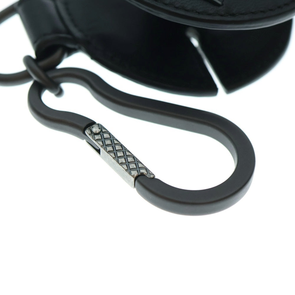 BOTTEGA VENETA(ボッテガヴェネタ) イントレチャート レザークラフト 巻き付け イヤホンケース キーホルダー ブラック