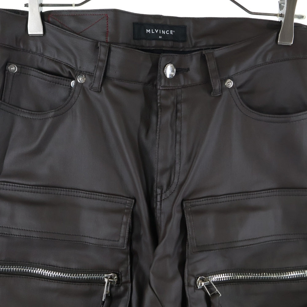 MLVINCE(メルヴィンス) TYPE-2 SLIM CARGO PANTS タイプツー スリム マルチポケット レザー カーゴパンツ ブラウン