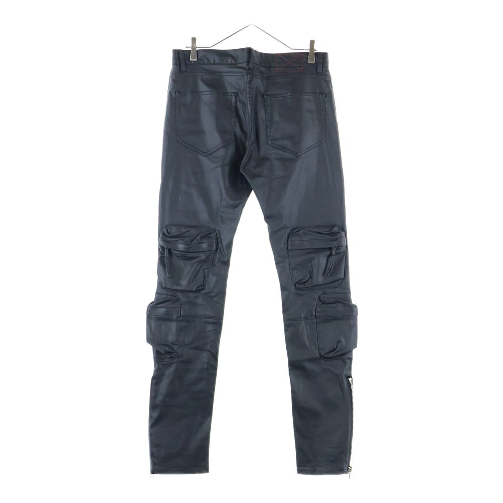 MLVINCE(メルヴィンス) TYPE-2 SLIM CARGO PANTS タイプツー スリム マルチポケット レザー カーゴパンツ ブラック
