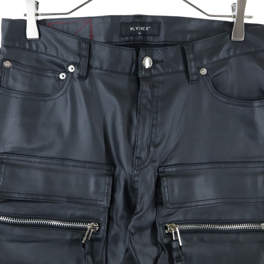 MLVINCE(メルヴィンス) TYPE-2 SLIM CARGO PANTS タイプツー スリム マルチポケット レザー カーゴパンツ ブラック