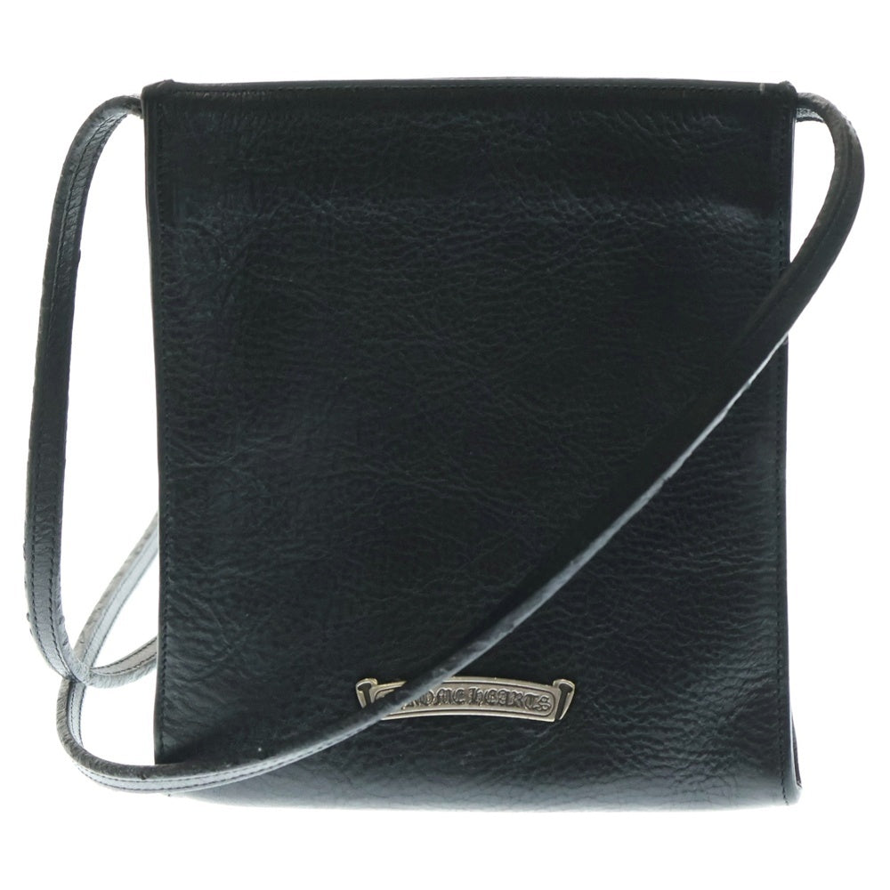 CHROME HEARTS(クロムハーツ) Q PKT 3CEME CRS スクエアポケット 3クロスパッチ レザーショルダーバッグ ブラック