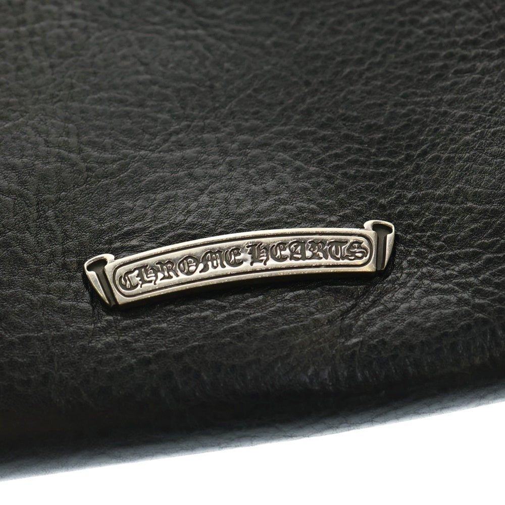 CHROME HEARTS(クロムハーツ) Q PKT 3CEME CRS スクエアポケット 3クロスパッチ レザーショルダーバッグ ブラック