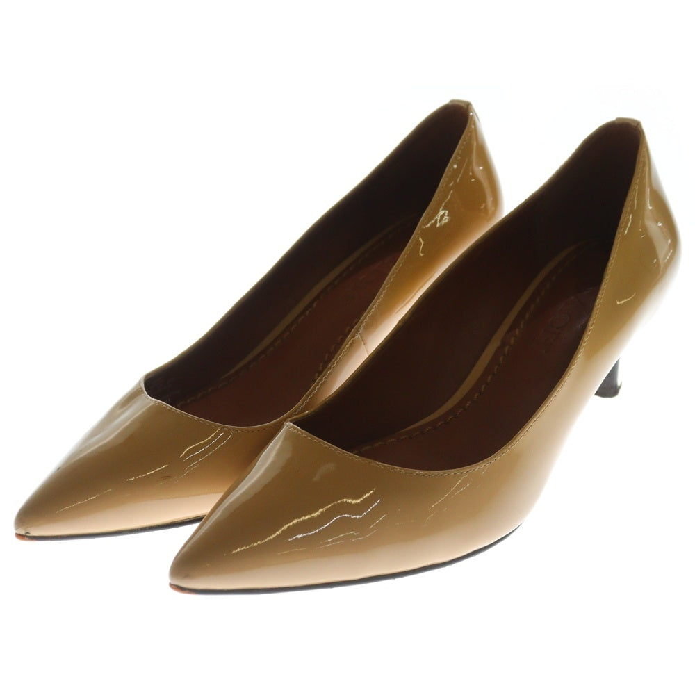 COACH(コーチ) パテントレザー ポインテッドトゥ ピンヒール パンプス レディース ベージュ FG1498