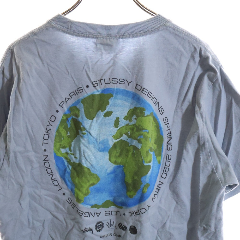 STUSSY(ステューシー) GLOBAL DESIGN CORP グローバル デザイン コープ 両面プリント クルーネック カットソー 半袖Tシャツ ブルー