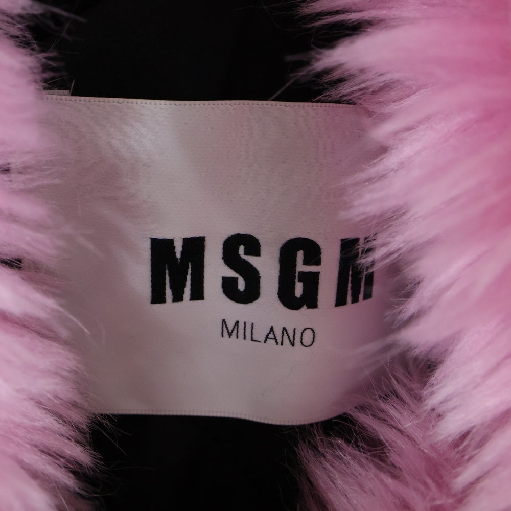 MSGM(エムエスジーエム) ファー付き ジップアップボンバージャケット MA-1 ブラック/ピンク 2541MDH14X
