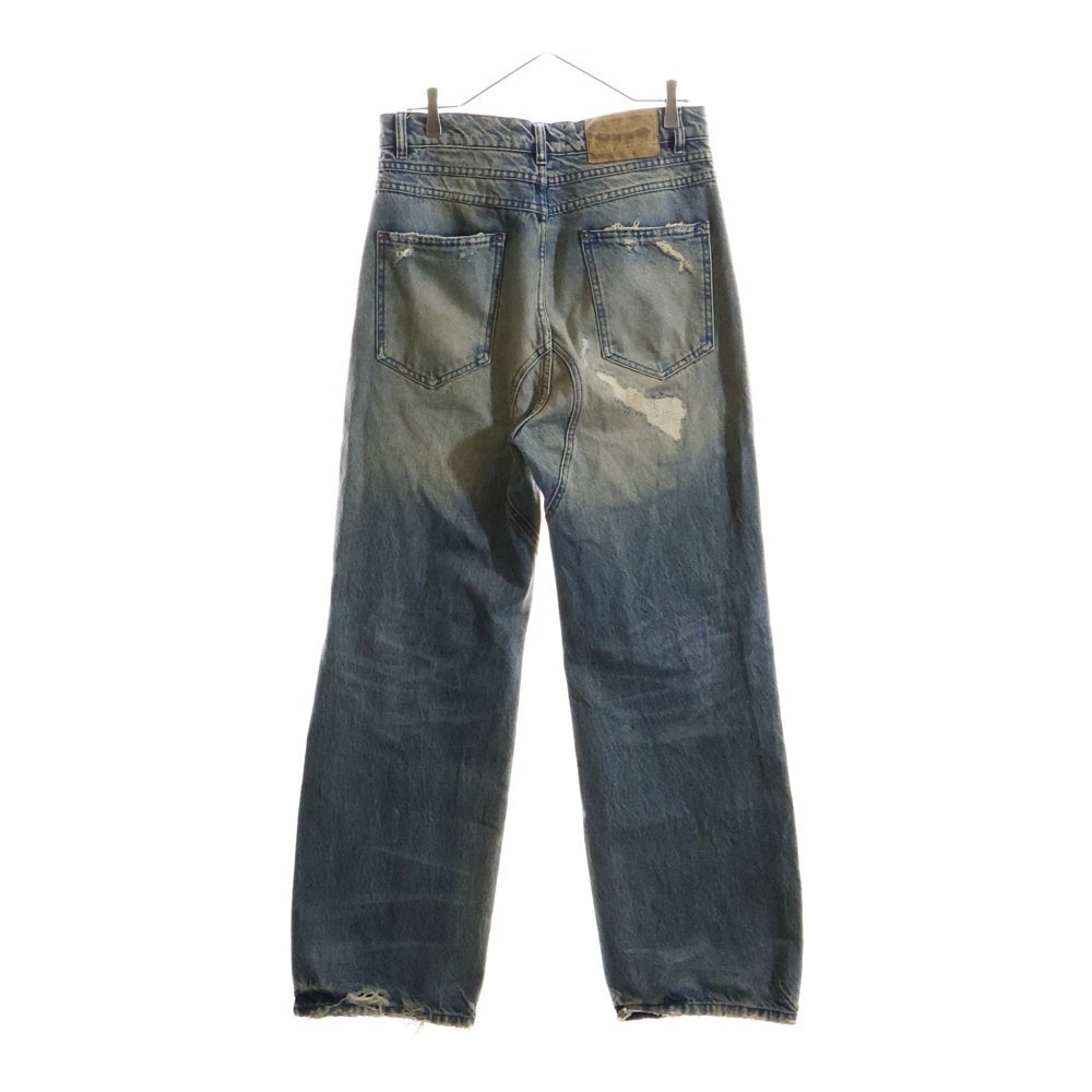 NO/FAITH STUDIOS(ノーフェイスストゥディオス) WAVE HEAVY DENIM ウェーブ ヘビー ストレートダメージデニムパンツ ジーンズ インディゴ V294 465-45