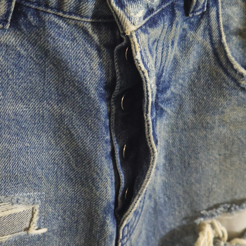 NO/FAITH STUDIOS(ノーフェイスストゥディオス) WAVE HEAVY DENIM ウェーブ ヘビー ストレートダメージデニムパンツ ジーンズ インディゴ V294 465-45