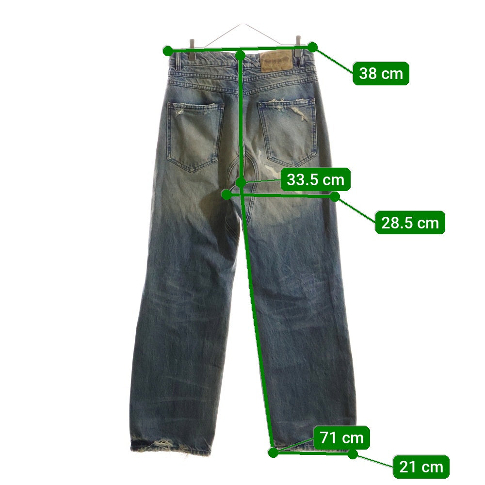 NO/FAITH STUDIOS(ノーフェイスストゥディオス) WAVE HEAVY DENIM ウェーブ ヘビー ストレートダメージデニムパンツ ジーンズ インディゴ V294 465-45