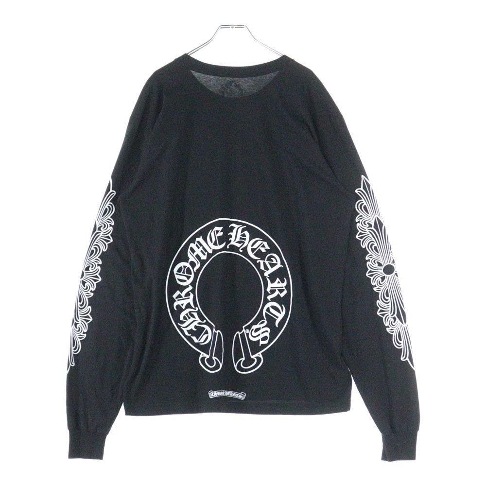 CHROME HEARTS(クロムハーツ) Horseshoe Arm Floral L/S Tee バックホースシュー アームフローラル 長袖Tシャツ カットソー ブラック