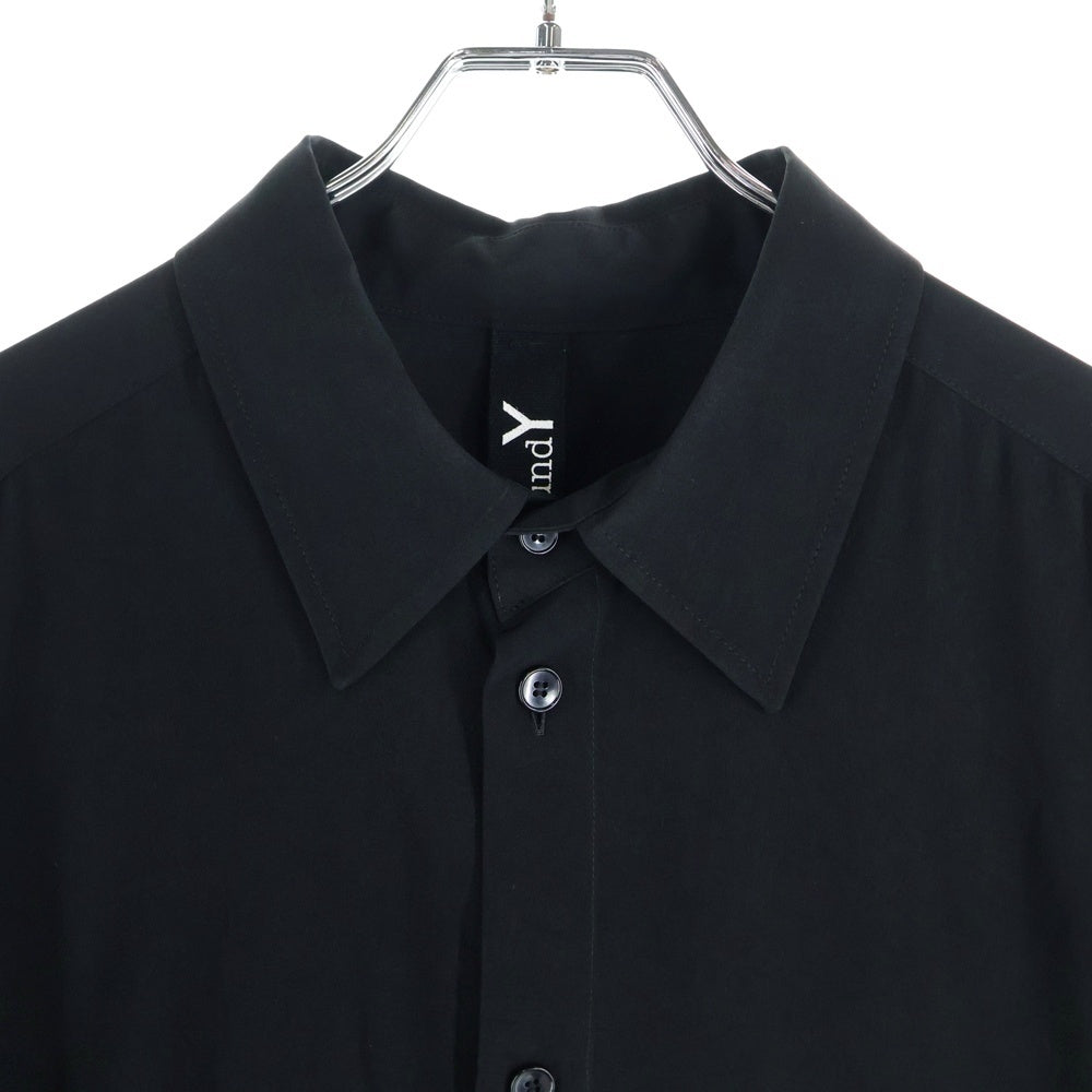 Ground Y(グラウンドワイ) アクリル アシンメトリー ドレープ ロング 長袖シャツ ブラック GA-B24-500