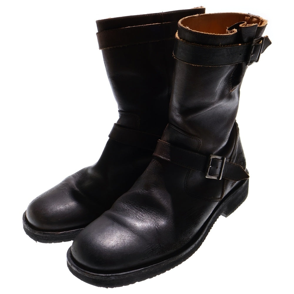 Maison Martin Margiela(メゾンマルタンマルジェラ) クラッシュデザイン レザー エンジニアブーツ ブラウン