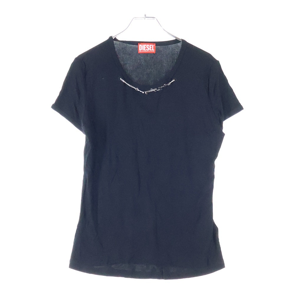 DIESEL(ディーゼル) T-MATIC TANK TOP ネックレス付き クルーネック カットソー 半袖Tシャツ レディース ブラック A12037 0BLAN