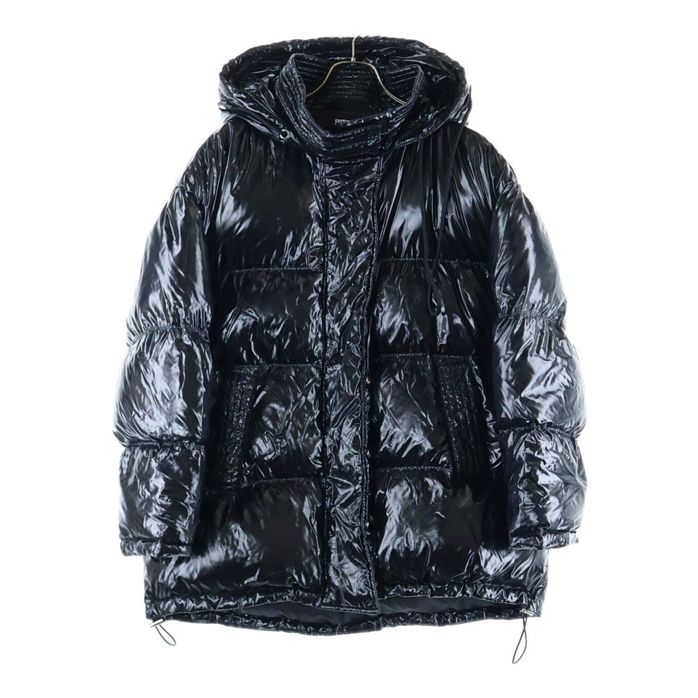 DIESEL(ディーゼル) バックプリントデザイン ダブルポケット フーデッド ジップアップ ダウンジャケット ブラック 00SXC1-W-ALLA