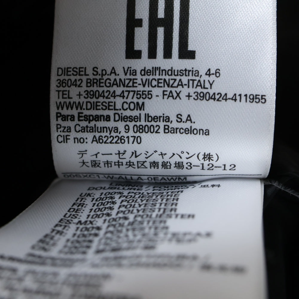 DIESEL(ディーゼル) バックプリントデザイン ダブルポケット フーデッド ジップアップ ダウンジャケット ブラック 00SXC1-W-ALLA