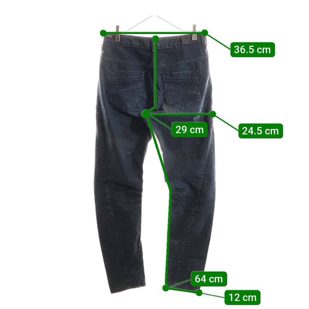 DIESEL(ディーゼル) ブレイブマンロゴ ストライプ柄 ウォッシュド加工 ボーイフレンド アンクル丈 ジップアップ デニムパンツ ブラック FAYZAL .32