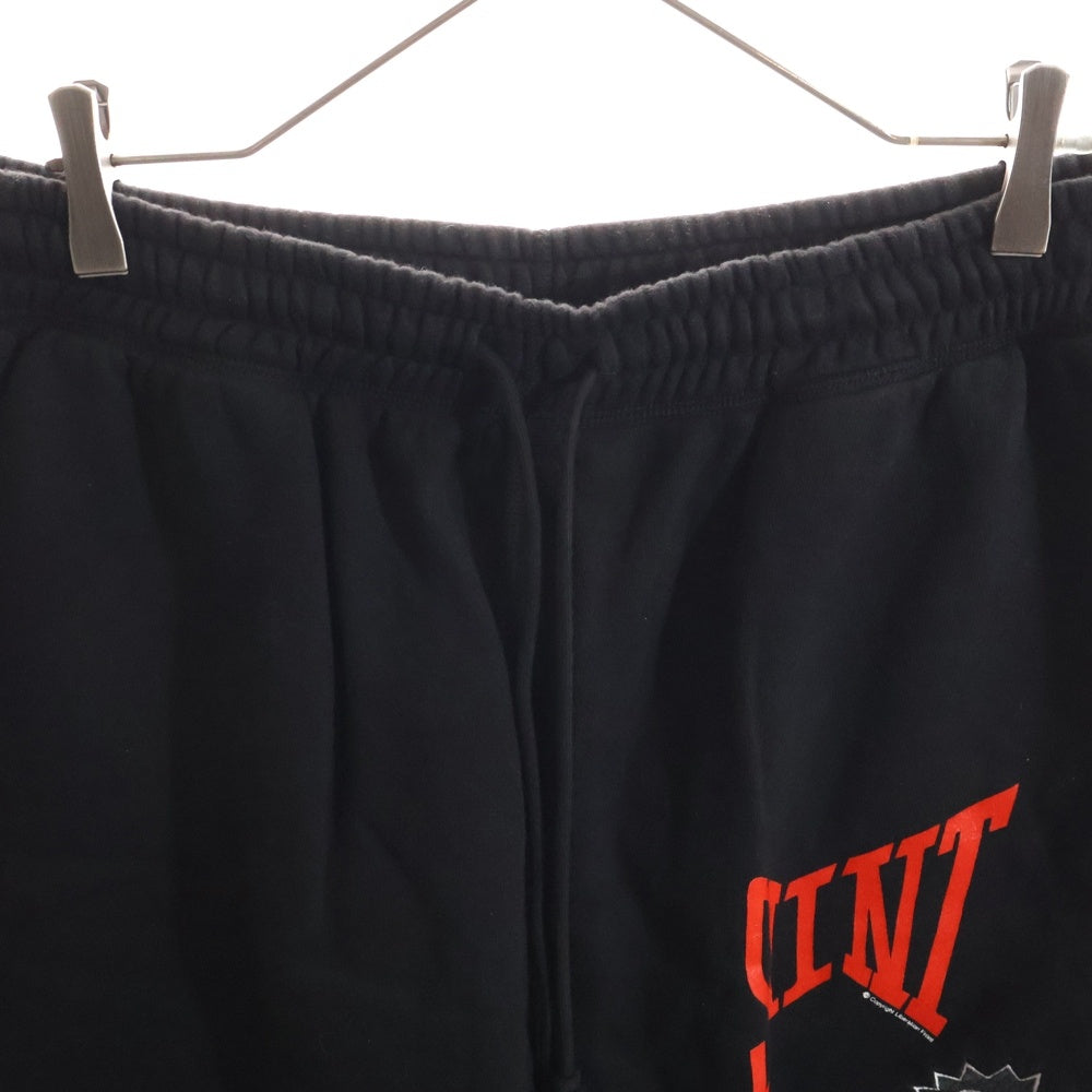 SAINT MICHAEL(セントマイケル) 24SS SWEAT SHORTS ロゴプリント スウェットハーフパンツ ショートパンツ ブラック SM-YS8-0000-046