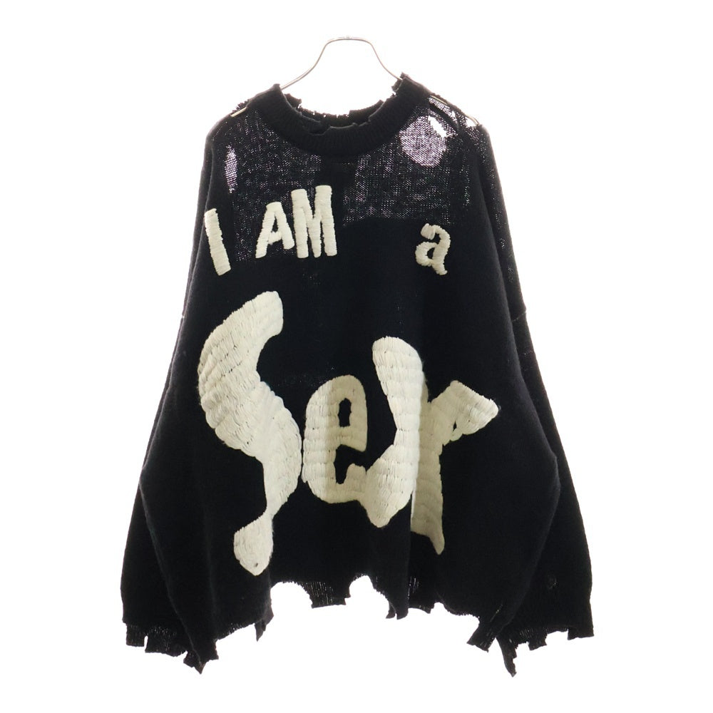 SAINT MICHAEL(セントマイケル) 24AW ×Sex Pistols SP CREW KNT I AM A セックスピストルズ クルーネック ニット セーター ブラック SM-YS1-0000-C24