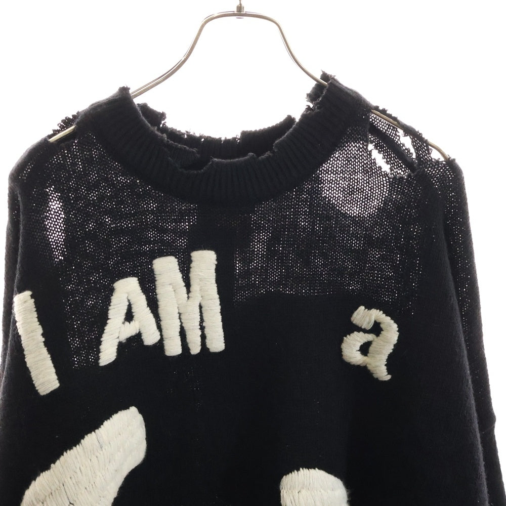 SAINT MICHAEL(セントマイケル) 24AW ×Sex Pistols SP CREW KNT I AM A セックスピストルズ クルーネック ニット セーター ブラック SM-YS1-0000-C24
