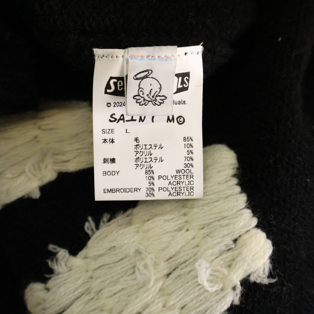 SAINT MICHAEL(セントマイケル) 24AW ×Sex Pistols SP CREW KNT I AM A セックスピストルズ クルーネック ニット セーター ブラック SM-YS1-0000-C24
