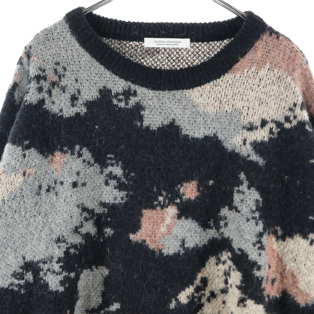JOURNAL STANDARD(ジャーナルスタンダード) モヘヤミックス スプラッシュクルーネック 総柄 長袖ニットセーター マルチカラー