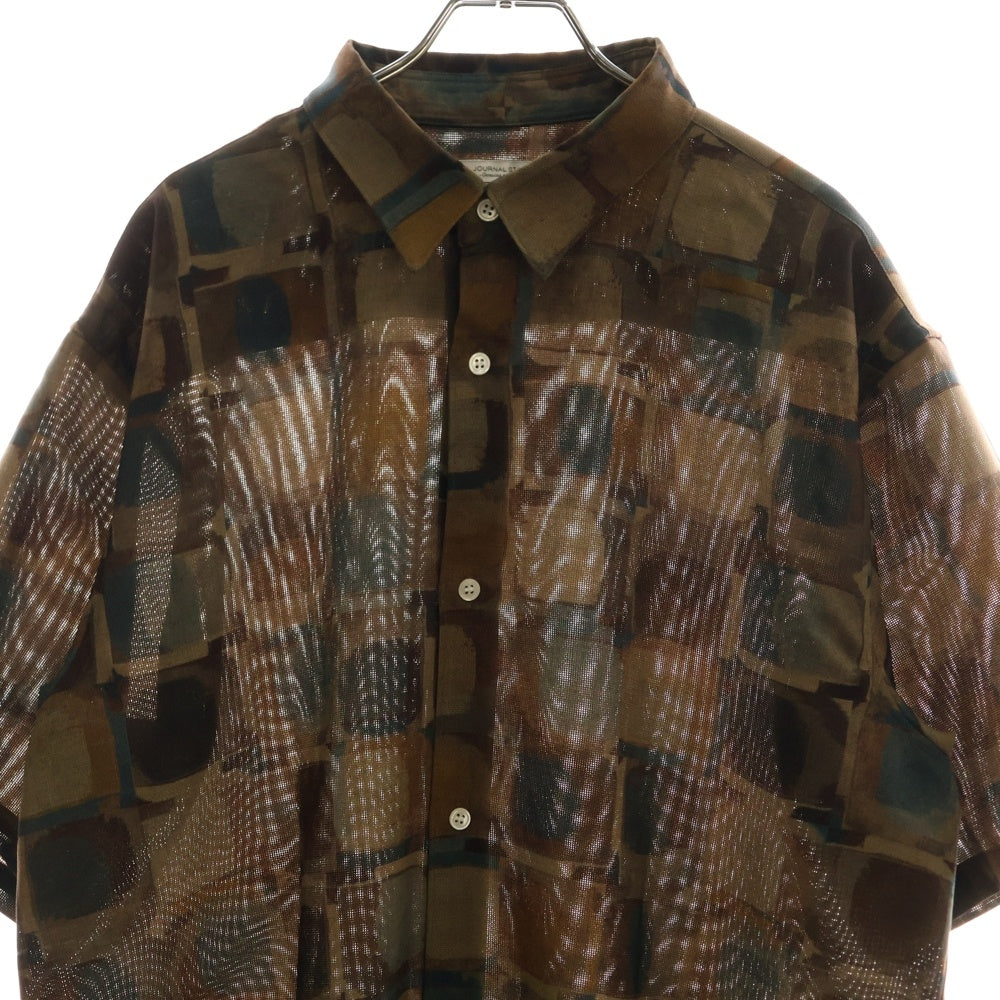 JOURNAL STANDARD(ジャーナルスタンダード) EVALET MESH PATTERN S/S SHIRT メッシュ 総柄半袖シャツ ブラウン