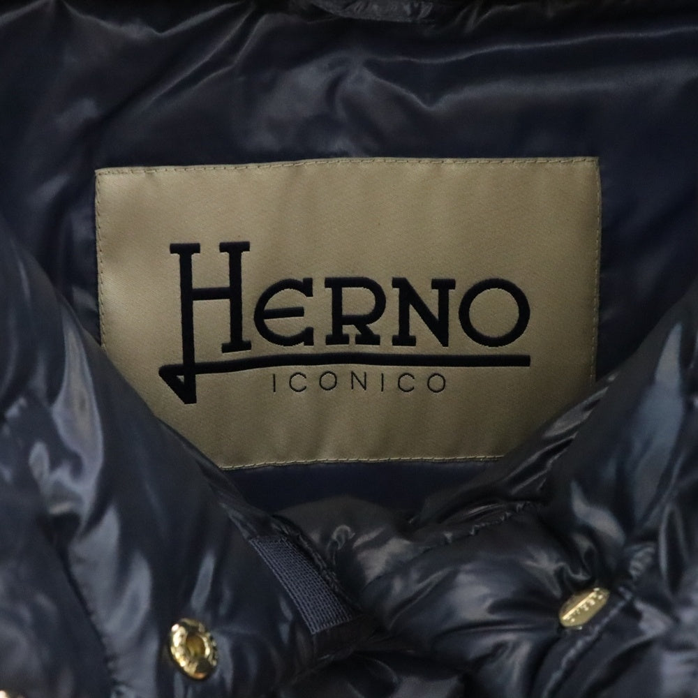 HERNO(ヘルノ) ICONICO SOFIA スタンドネック スナップダウンジャケット レディース ネイビー PI0046DIC-12017-9225