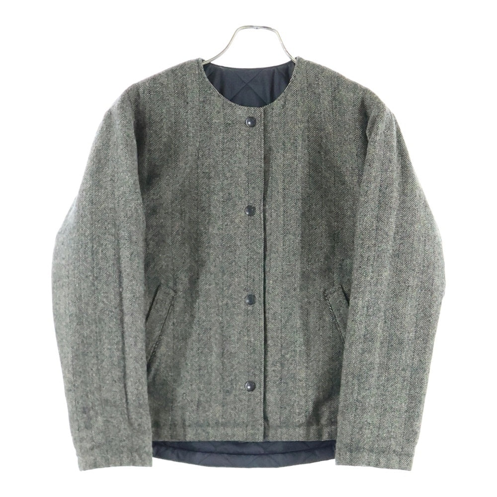 LAVENHAM(ラベンハム) ノーカラー リバーシブル キルティングジャケット ブラック/グレー レディース LVH-19A-022