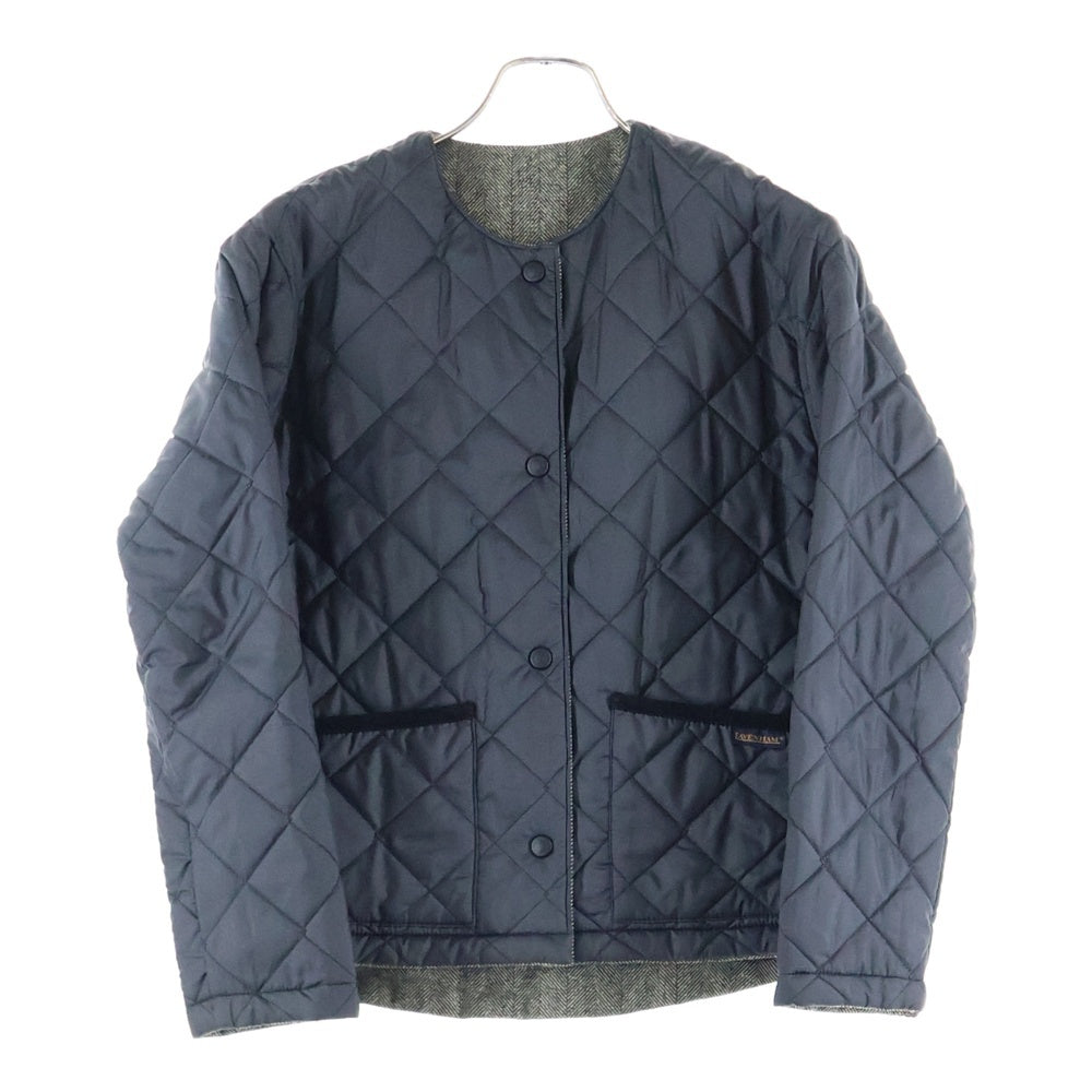 LAVENHAM(ラベンハム) ノーカラー リバーシブル キルティングジャケット ブラック/グレー レディース LVH-19A-022