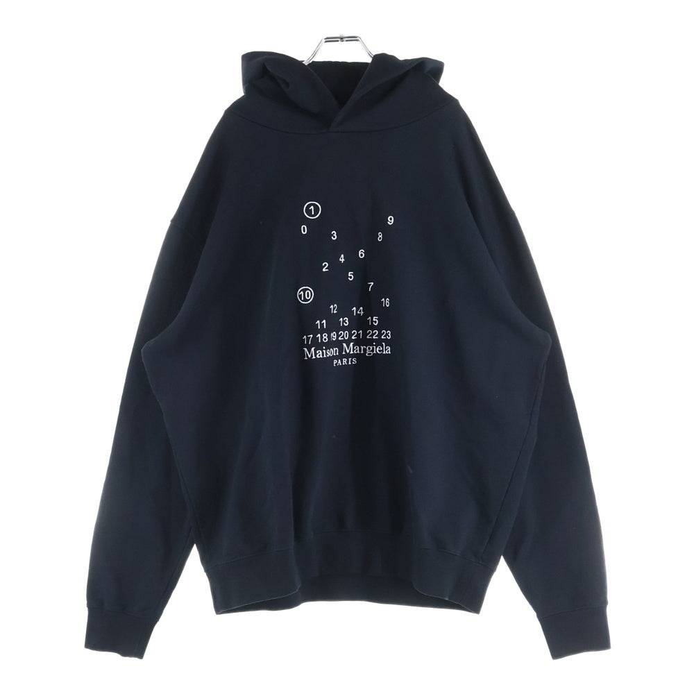 Maison Margiela 1 10(メゾンマルジェラ 1 10) 23SS NUMBERS LOGO HOODIE ナンバーズロゴ プリント プルオーバーフーディー パーカー スウェット ブラック S50GU0202 S25505