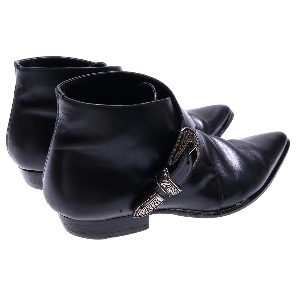 SAINT LAURENT PARIS(サンローランパリ) WESTERN BELT SHORT BOOT ウエスタン ベルト ショート レザー ブーツ ブラック WA345443