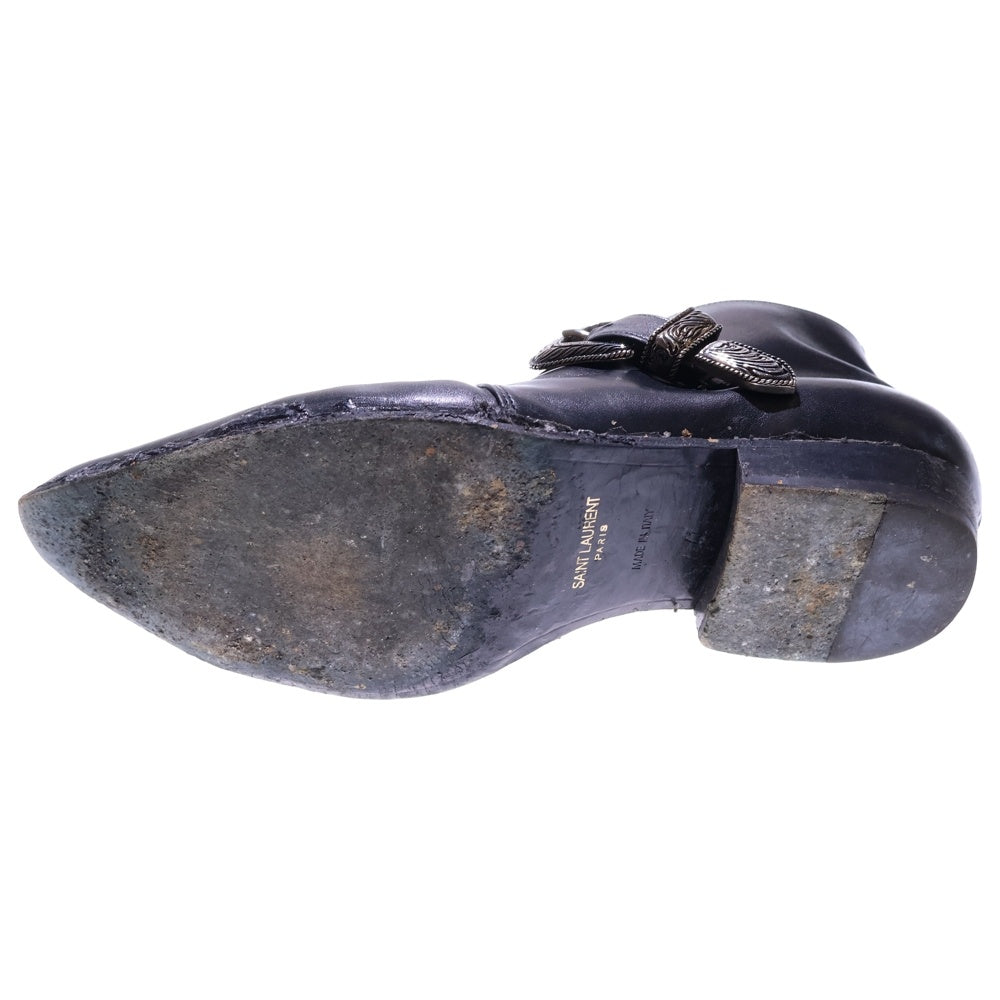 SAINT LAURENT PARIS(サンローランパリ) WESTERN BELT SHORT BOOT ウエスタン ベルト ショート レザー ブーツ ブラック WA345443