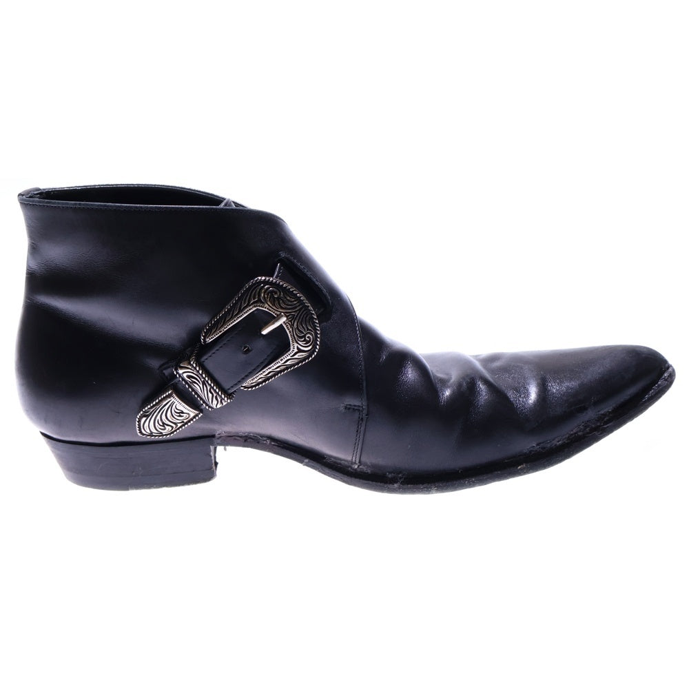 SAINT LAURENT PARIS(サンローランパリ) WESTERN BELT SHORT BOOT ウエスタン ベルト ショート レザー ブーツ ブラック WA345443