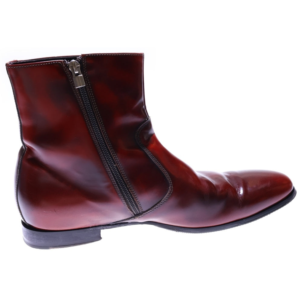 BARNEYS NEWYORK(バーニーズ ニューヨーク) サイドジップ レザーショートブーツ バーガンディー